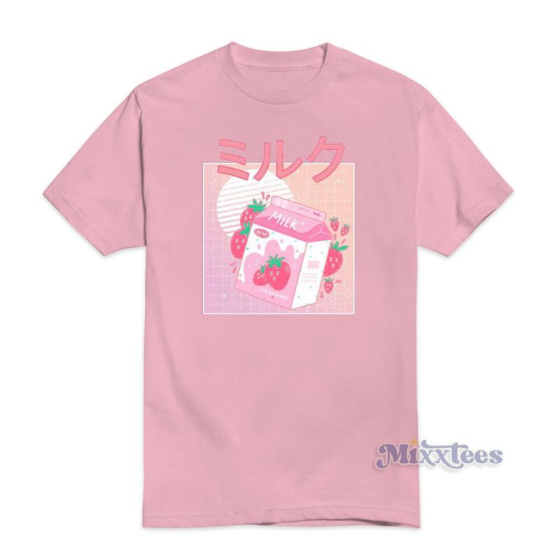 Japanese Kawaii Strawberry Milk Shake T-Shirt For Unisex - Mixxtees.com